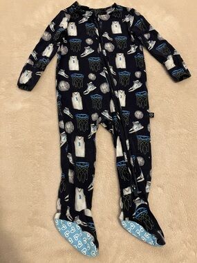 LEV Baby 6-9M Bamboo Basketball Sports Zipper Footie Pajamas